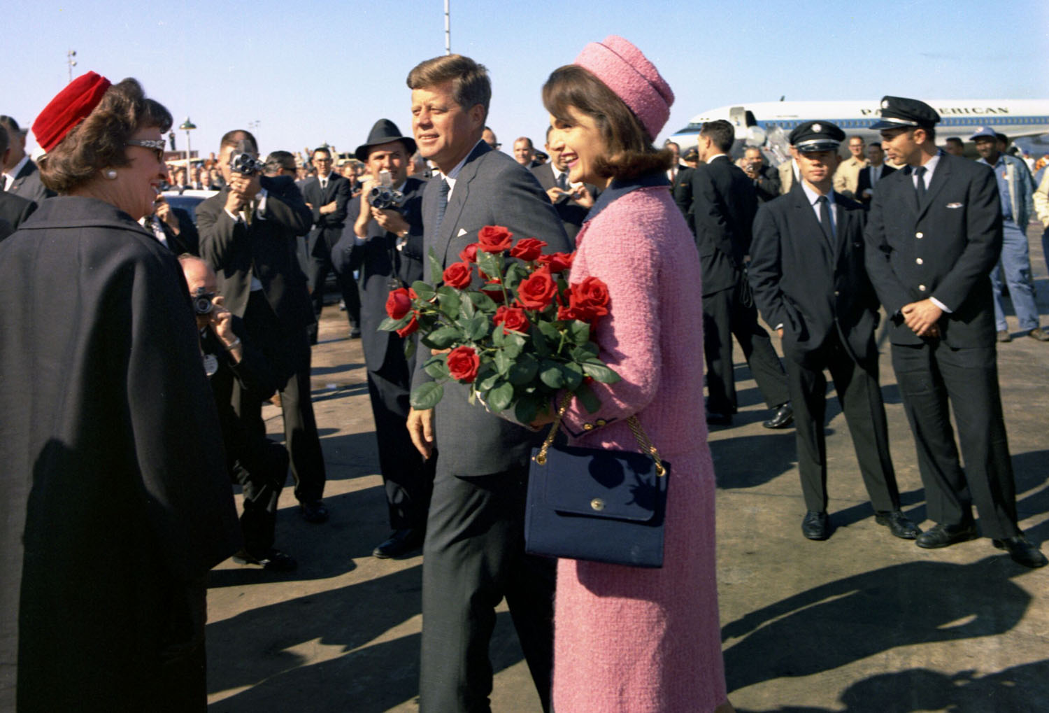 President John F. Kennedy and First Lady Jacqueline Kennedy arrive at Love Field, Dallas, Texas on Nov. 22, 1963.